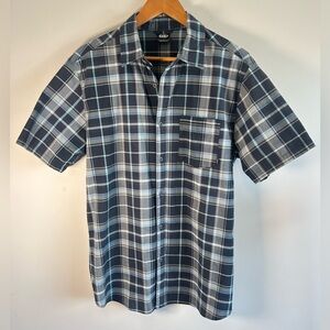 Vintage Nike 6.0 Sample Men’s Plaid S/S Button Down Shirt Size L Black Blue EUC